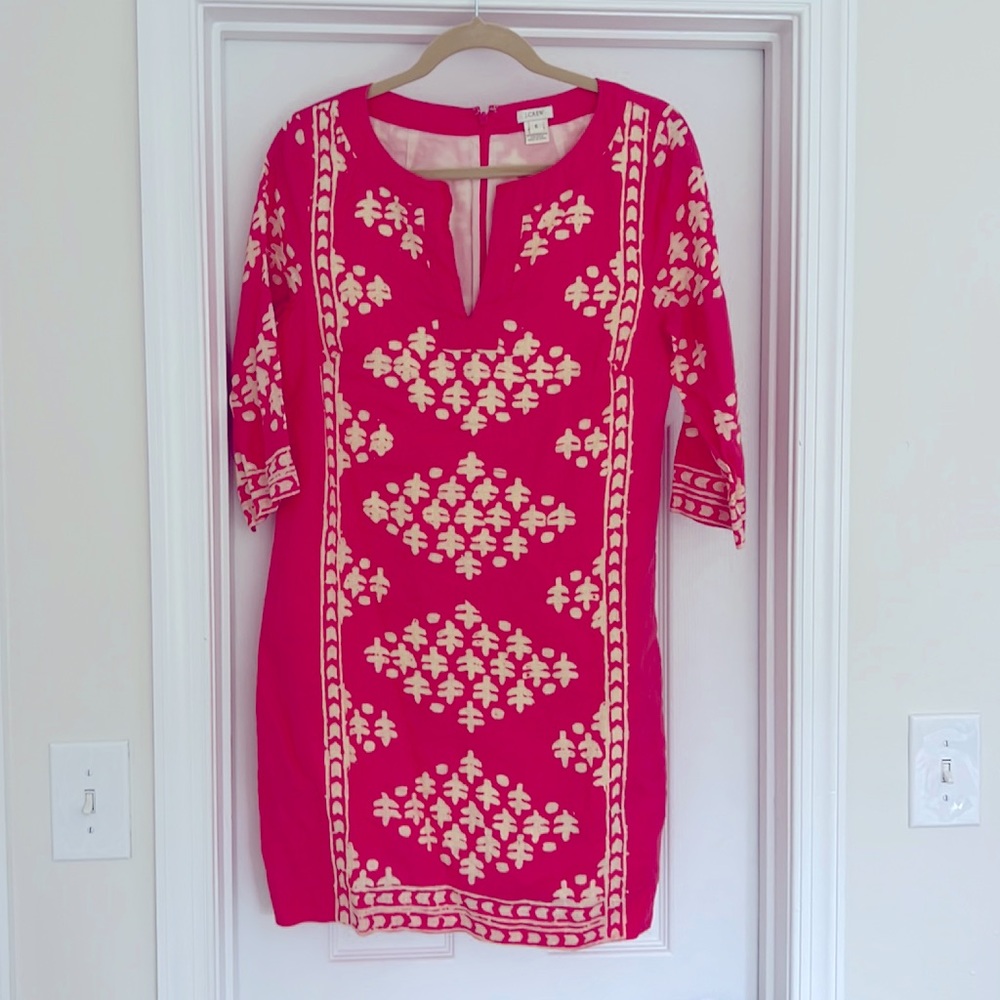 Beautiful coral and cream print J Crew dress